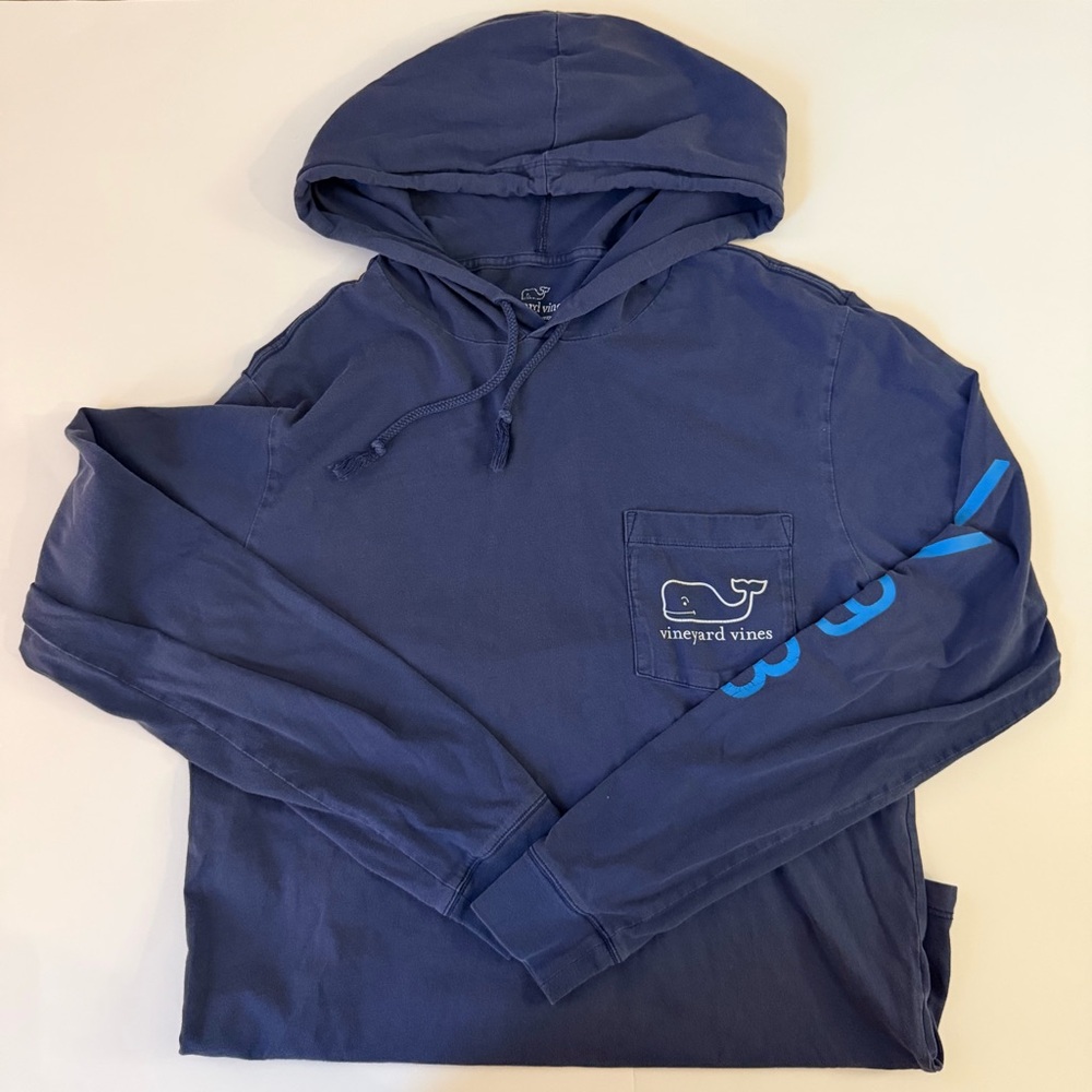 Vineyard Vines Men's Navy Hoodie with American Flag Logo